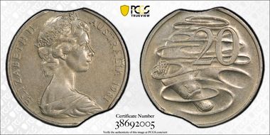 1981 20C 3 1/2 Claw Scalloped Letters Obverse AU55