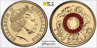 2018 $2 Lest We Forget - War Graves 30th Ann. $2 Coin Colorized MS67