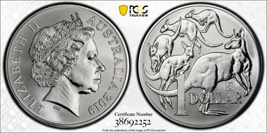 2019 $1 Mob of Roos  Merlion Privy MS69