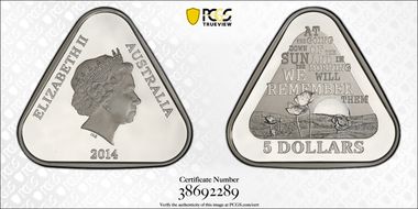 2014 $5 First World War PR68DCAM