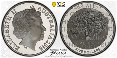 2015 $5 Gallipoli 1915-2015 PR68DCAM