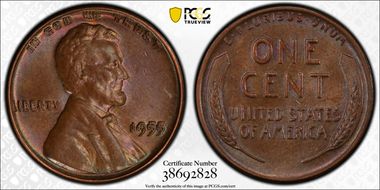 1955 1C Doubled Die Obverse MS62BN