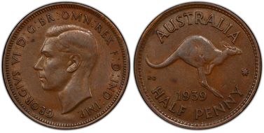 1939 1/2D Kangaroo Reverse AU58BN