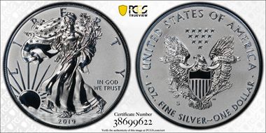 2019-S $1 Silver Eagle Enhanced Rev PR First Strike PR70