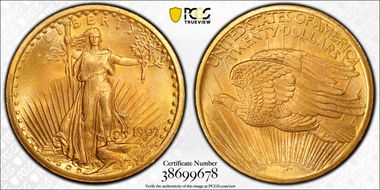 1907 $20 Saint-Gaudens MS66+