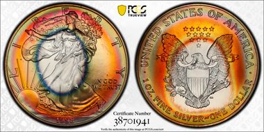 1998 $1 Silver Eagle MS68