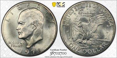 1971-S $1 Silver, Peg Leg, FS-401 MS65