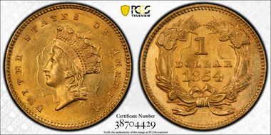1854 G$1 Type 2 MS62