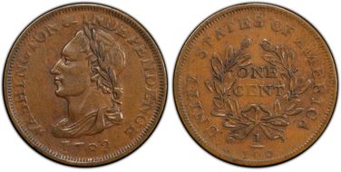 1783 1C Washington, Unity States XF45BN