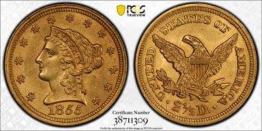 1855 $2.50 MS63