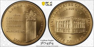 2001-W $5 Capitol Visitor MS69