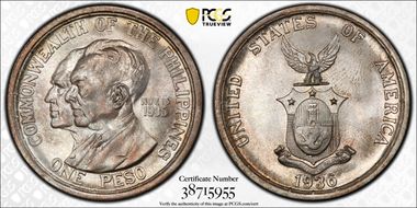 1936-M Peso Murphy-Quezon MS66+