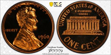 1960 1C Small/Large Date PR68CAM