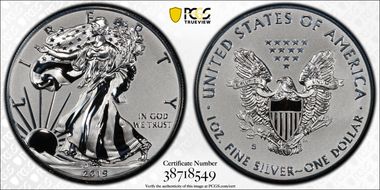 2019-S $1 Silver Eagle Enhanced Rev PR First Strike PR70