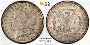 1892-CC $1 AU58+