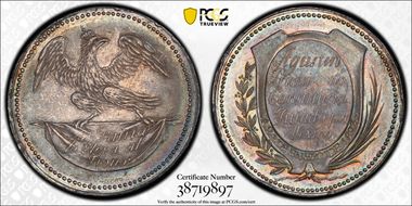 1823 Medal Grove-13a Mexico City Ag AU58