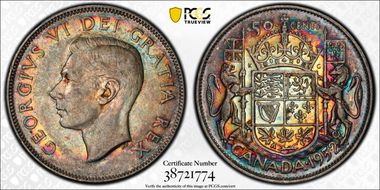 1952 50C Wide Date AU58