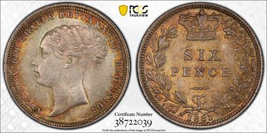 1887 6D S-3912 Young Head MS65
