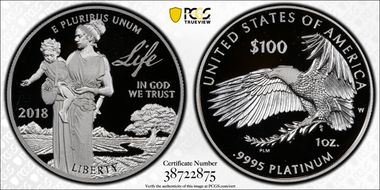 2018-W $100 Platinum Eagle - Life PR69DCAM