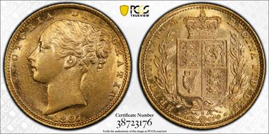 1887-S Sov S-3855B Shield AU58