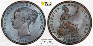1854 1D S-3948 Ornamental trident MS65BN