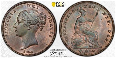 1854 1D S-3948 Plain Trident MS65BN