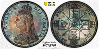 1887 Florin S-3925 Jubilee Head MS66