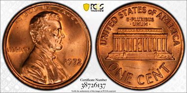 1972 1C Doubled Die Obverse MS66RD