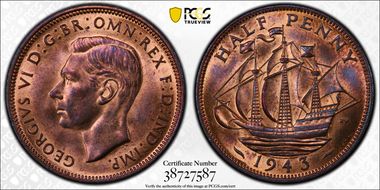 1943 1/2D S-4115 MS64RB