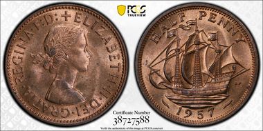 1957 1/2D S-4158 Calm Sea MS64RB