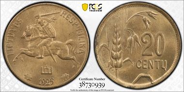 1925 20C KM-74 MS65