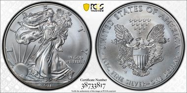 2011-W $1 Burnished Silver Eagle SP70