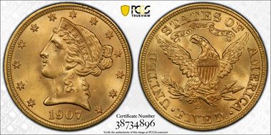 1907-D $5 MS66+