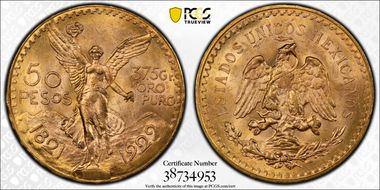 1929 50 Peso KM-481  Au MS64+ 