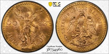 1927 50 Peso KM-481  Au MS65