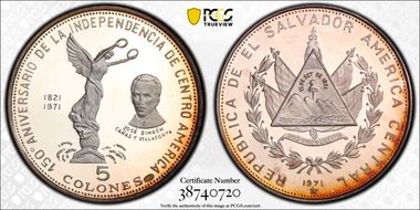 1971 5 Col Independence 150th Ann. KM-142  Ag PR66DCAM