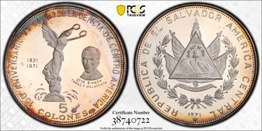 1971 5 Col Independence 150th Ann. KM-142  Ag PR67DCAM