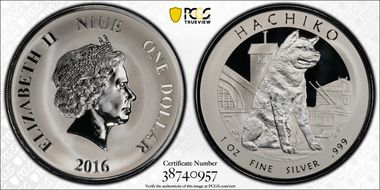2016 $1 Hachiko PR70DCAM