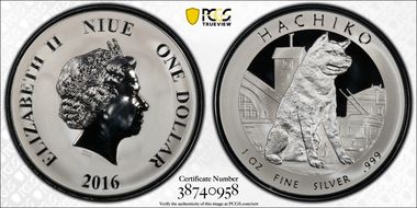 2016 $1 Hachiko PR70DCAM