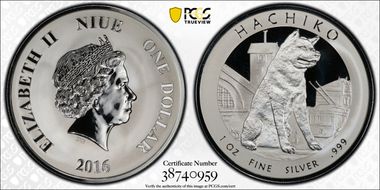 2016 $1 Hachiko PR69DCAM