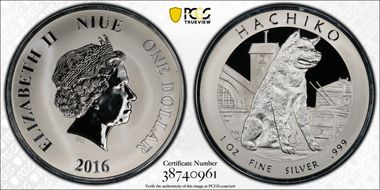 2016 $1 Hachiko PR69DCAM