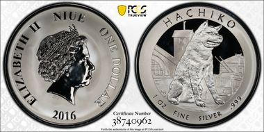 2016 $1 Hachiko PR69DCAM