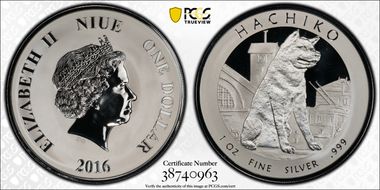 2016 $1 Hachiko PR69DCAM