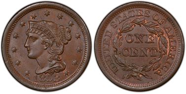 1853 1C Newcomb 15 MS64BN