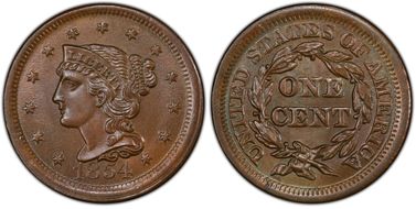 1854 1C Newcomb 11 MS64BN