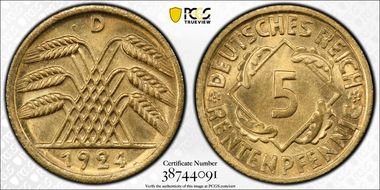 1924-D 5 Rtpfg J-308 MS66