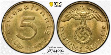 1938-B 5 Pfg J-363 MS64