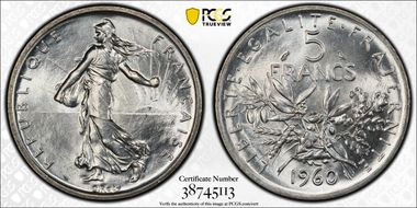 1960 5 Fr Gad-770 F-340 MS65