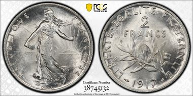 1917 2 Fr Gad-532 F-266 MS65