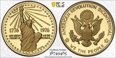 1976 AV Medal American Revolution 22mm PR69DCAM